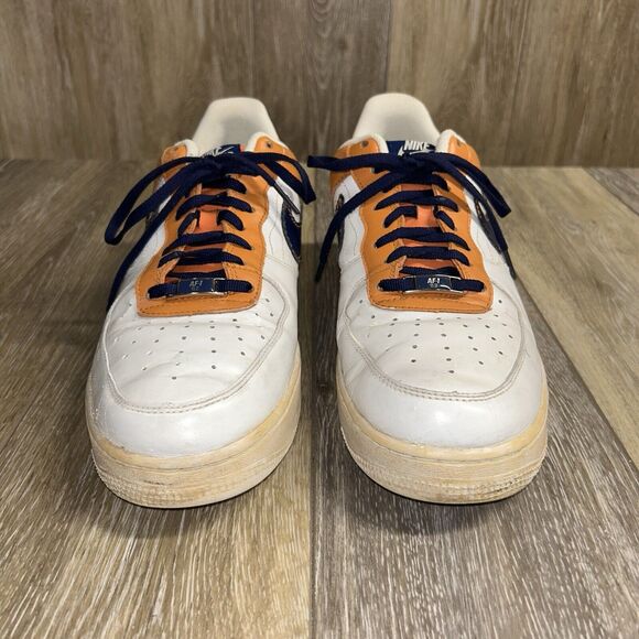 Nike Air Force 1s Mens US Size 9.5 Low White Orange Blue AF1 82 317295-841 Shoes - Picture 3 of 11
